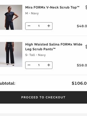 Figs Navy High Waisted Salina Wide Leg Scrub Pants-small tall. Mira Top-medium.